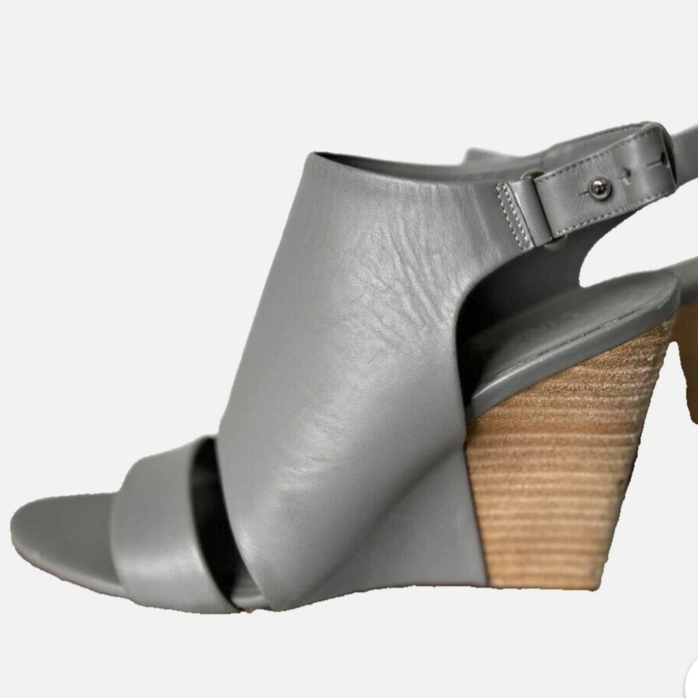 Vince Leather Wedges in Gray and Tan